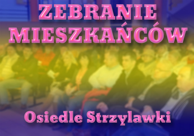 Zebranie mieszkańców Osiedla Strzylawki - zamazany widok na salę pełna ludzi