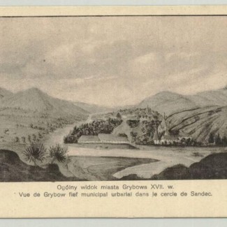 Grybów. Ogólny Widok miasta Grybowa w XVII w.