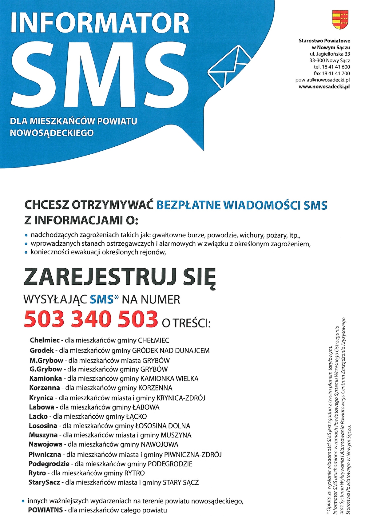 Informator SMS dla mieszkańców