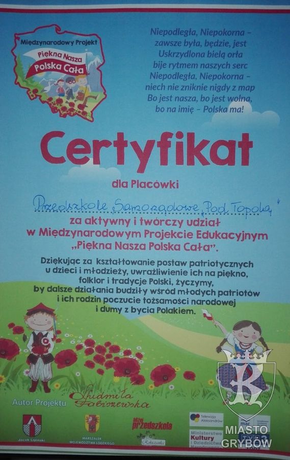 Koniec I edycji Międzynarodowego Projektu Edukacyjnego "Piękna Nasza Polska Cała"
