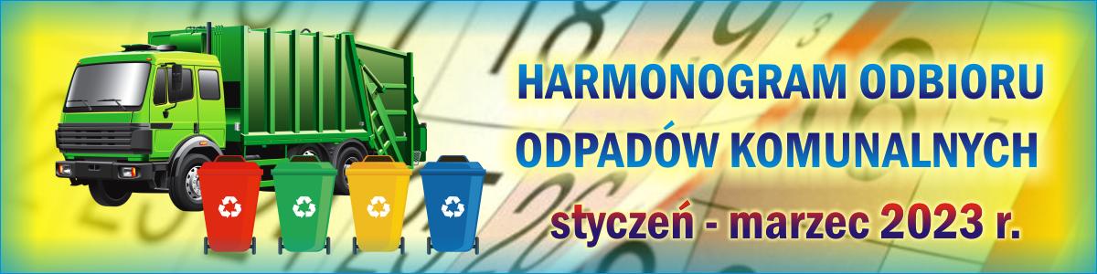 Harmonogram odbioru odpadów komunalnych (styczeń-marzec 2023 r.)