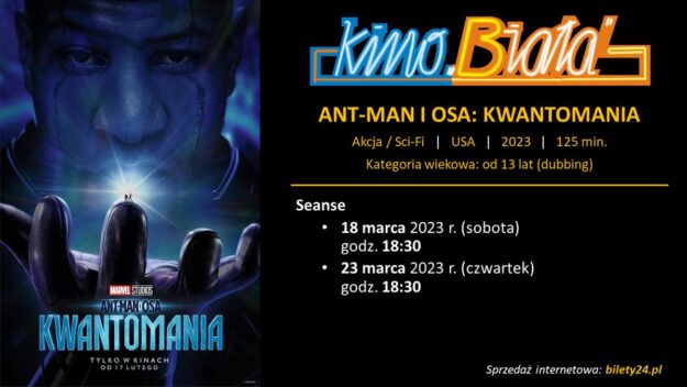 Grafika przedstawiająca harmonogram emisji filmu ANT-MAN I OSA: KWANTOMANIA