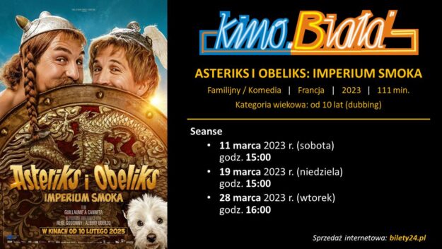 Grafika przedstawiająca harmonogram emisji filmu ASTERIKS I OBELIKS: IMPERIUM SMOKA
