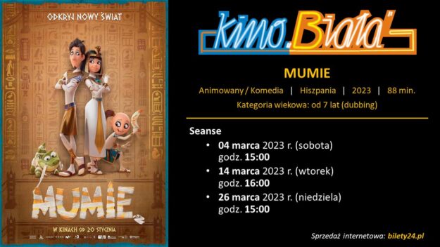 Grafika przedstawiająca harmonogram emisji filmu MUMIE