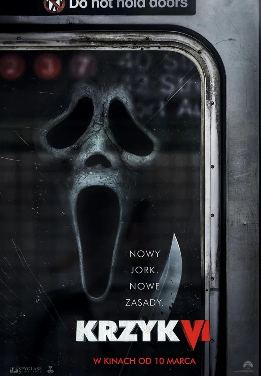Grafika reklamowa w formie plakatu zapraszająca do kina na film KRZYK VI