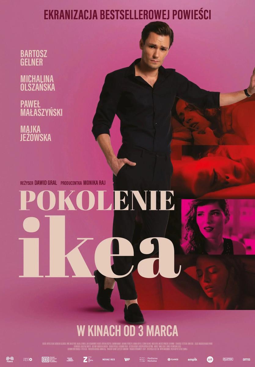 Grafika reklamowa w formie plakatu zapraszająca do kina na film POKOLENIE IKEA