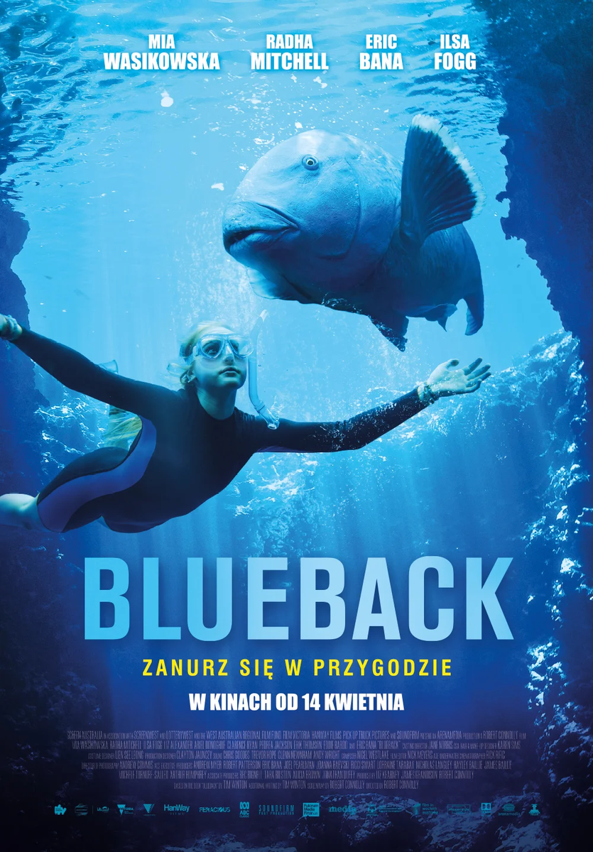 Grafika reklamowa w formie plakatu zapraszająca do kina na film BLUEBACK