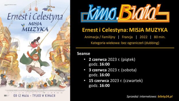Grafika przedstawiająca harmonogram emisji filmu ERNEST I CELESTYNA: MISJA MUZYKA