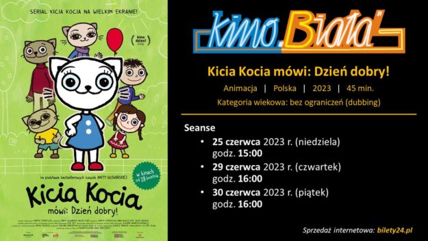 Grafika przedstawiająca harmonogram emisji filmu KICIA KOCIA MÓWI: DZIEŃ DOBRY!