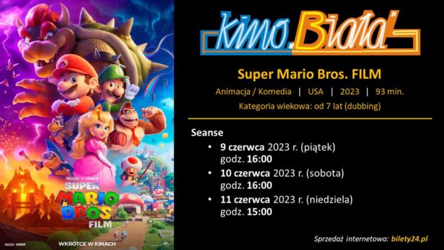 Grafika przedstawiająca harmonogram emisji filmu SUPER MARIO BROS. FILM