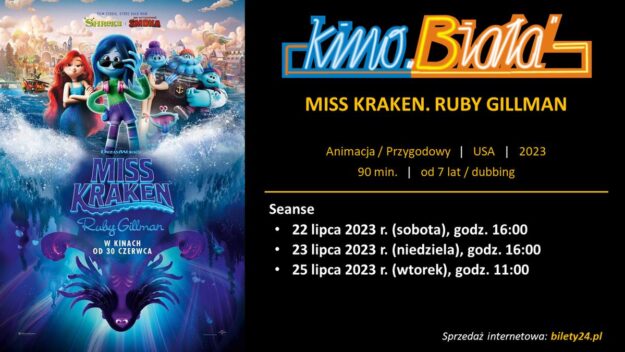 Grafika przedstawiająca harmonogram emisji filmu MISS KRAKEN. RUBY GILLMAN