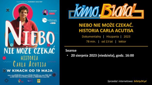 Grafika przedstawiająca harmonogram emisji filmu NIEBO NIE MOŻE CZEKAĆ. HISTORIA CARLA ACUTISA
