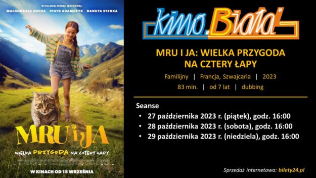 Grafika przedstawiająca harmonogram emisji filmu MRU I JA: WIELKA PRZYGODA NA CZTERY ŁAPY