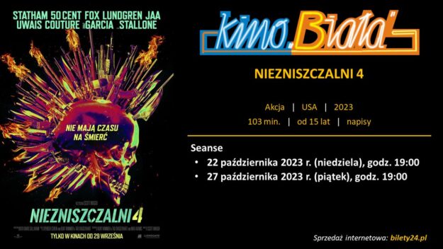 Grafika przedstawiająca harmonogram emisji filmu NIEZNISZCZALNI 4