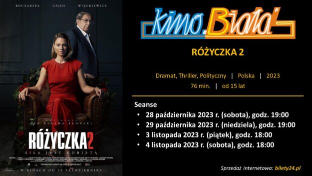 Grafika reklamowa w formie plakatu zapraszająca do kina na film RÓŻYCZKA 2