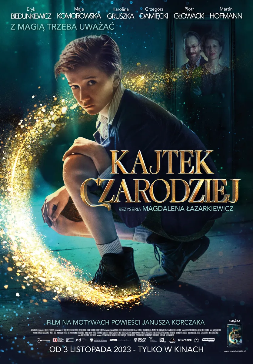 Grafika reklamowa w formie plakatu zapraszająca do kina na film KAJTEK CZARODZIEJ