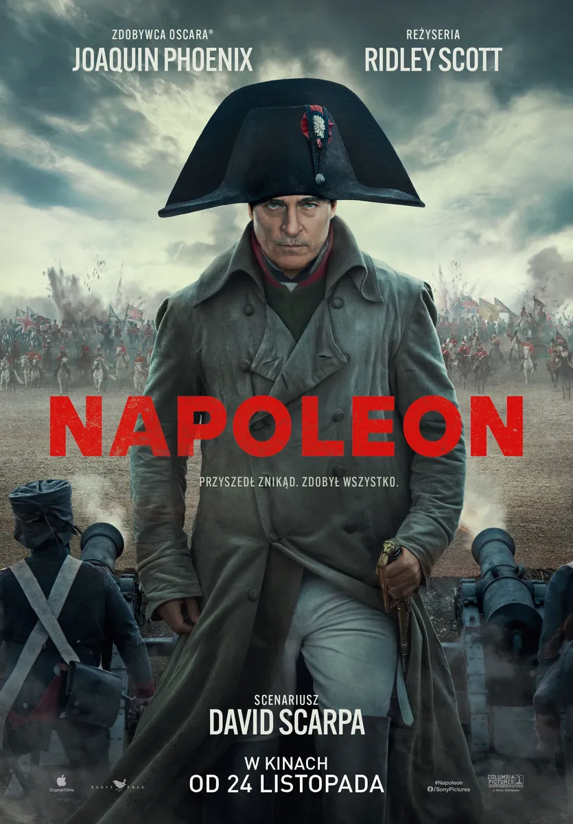 Grafika reklamowa w formie plakatu zapraszająca do kina na film NAPOLEON
