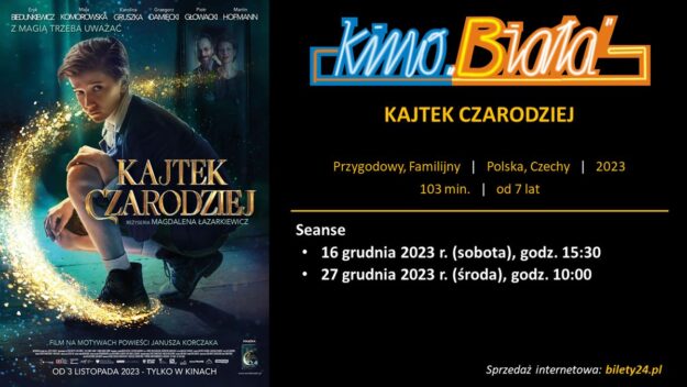 Grafika przedstawiająca harmonogram emisji filmu KAJTEK CZARODZIEJ