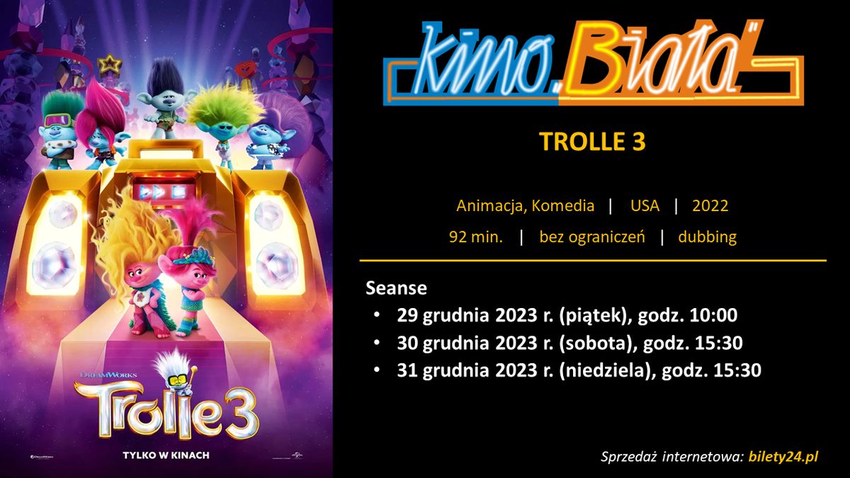 Grafika przedstawiająca harmonogram emisji filmu TROLLE 3