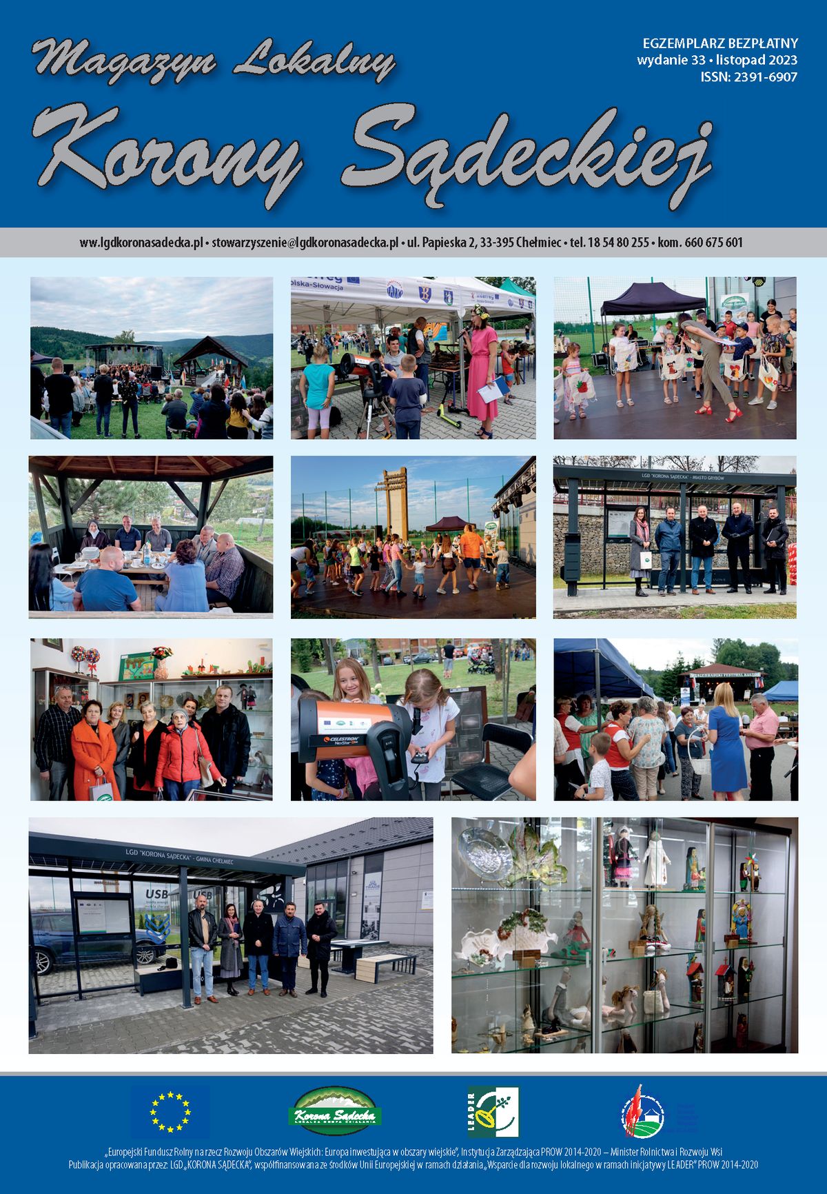 Okładka czasopisma: Kolaż zdjęć z wydarzeń organizowanych przez LGD