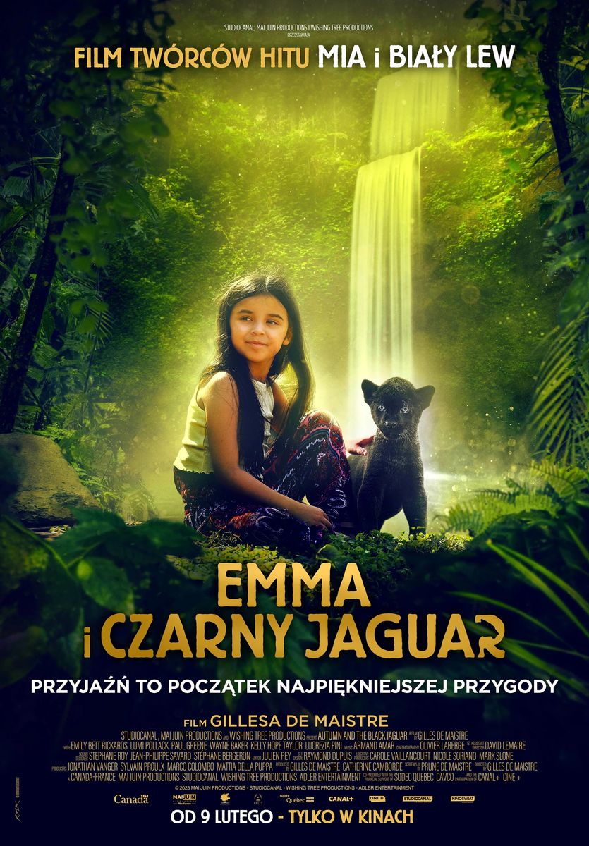 Grafika reklamowa w formie plakatu zapraszająca do kina na film EMMA I CZARNY JAGUAR