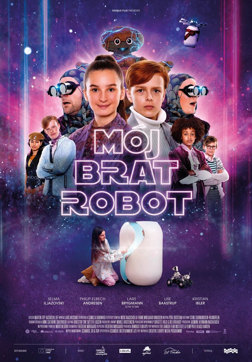Grafika reklamowa w formie plakatu zapraszająca do kina na film MÓJ BRAT ROBOT