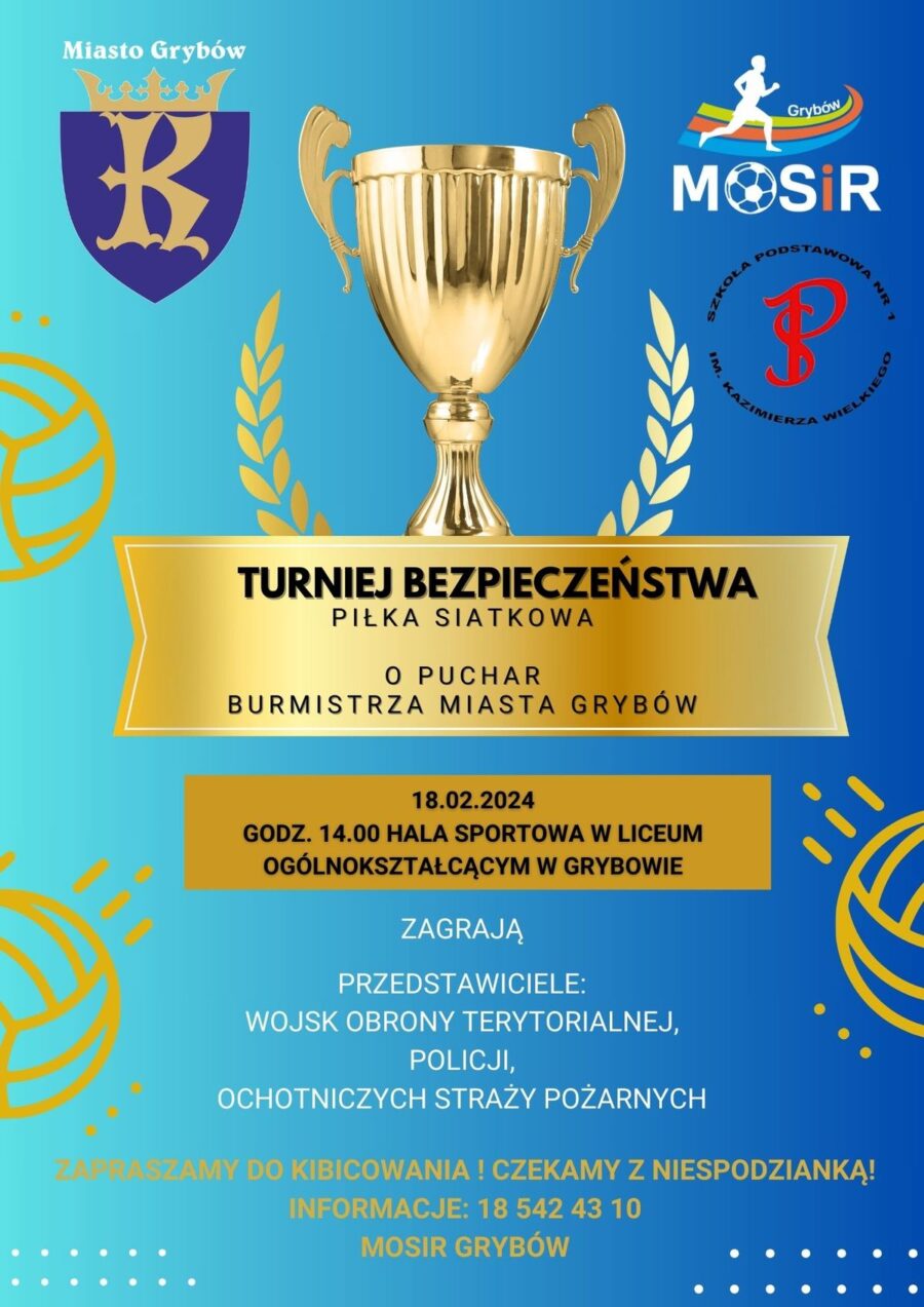 Plakat zapraszający do udziału w turnieju, Na środku ogromny puchar z wieńcem laurowym