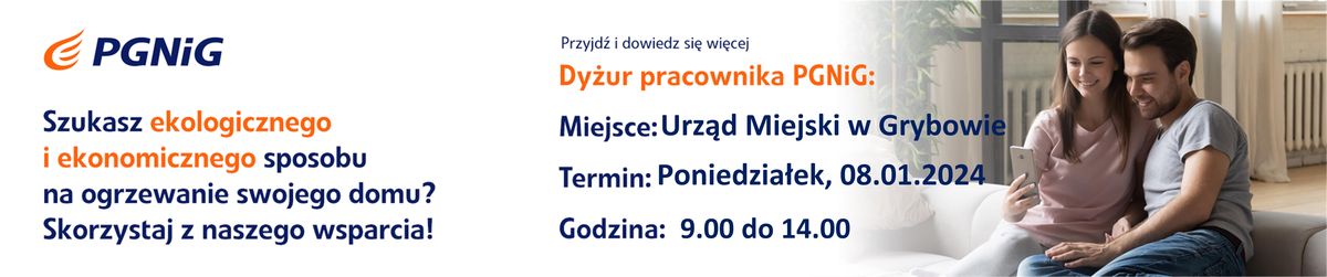 Podstawowe informacje - dyżur pracownika PGNiG w Urzędzie Miejskim w Grybowie