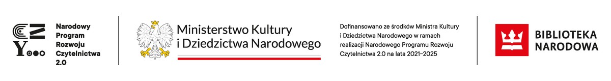 Pasek z logotypami - Narodowy Program Rozwoju Czytelnictwa 2.0, Ministerstwo Kultury i Dziedzictwa Narodowego, Biblioteka Narodowa