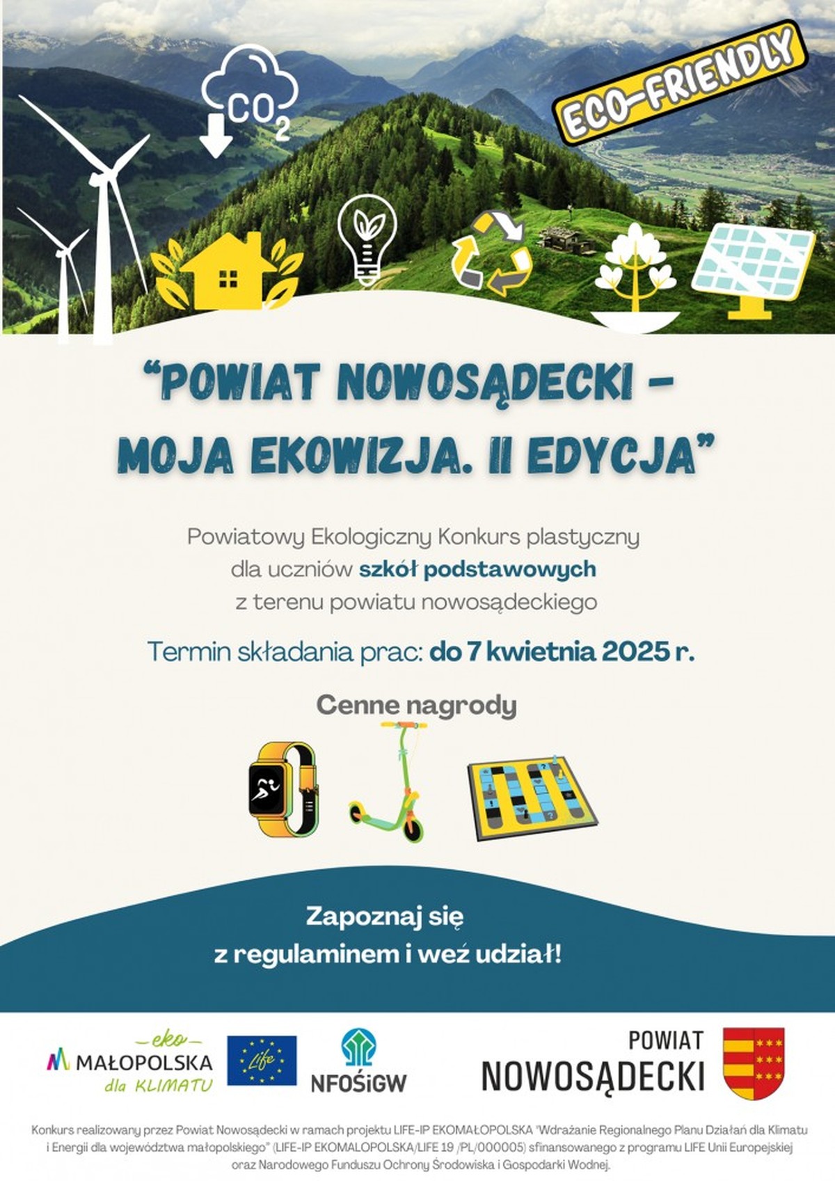 Plakat zapraszający do udziału w powiatowym konkursie