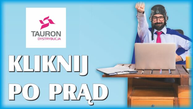 Grafika reklamująca możliwość złożenia elektronicznego wniosku - KLIKNIJ PO PRĄD