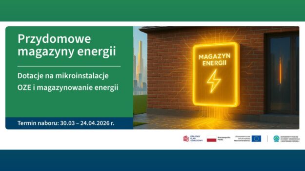 Grafika zawierająca zestawienie logotypów, element z prawej związany z energią (symbol błyskawicy)