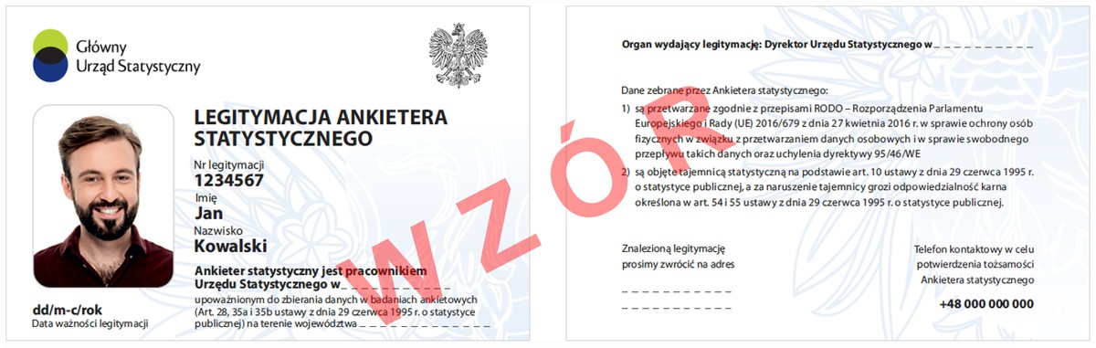 Graficzne odwzorowanie legitymacji ankietera statystycznego - WZÓR