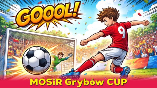 Grafika dekoracyjna - piłkarz w akcji bramkowej strzela gola