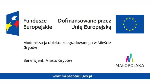 Grafika zawierająca zestawienie logotypów oraz podstawowe informacje realizowanego projektu (nazwa, beneficjent)