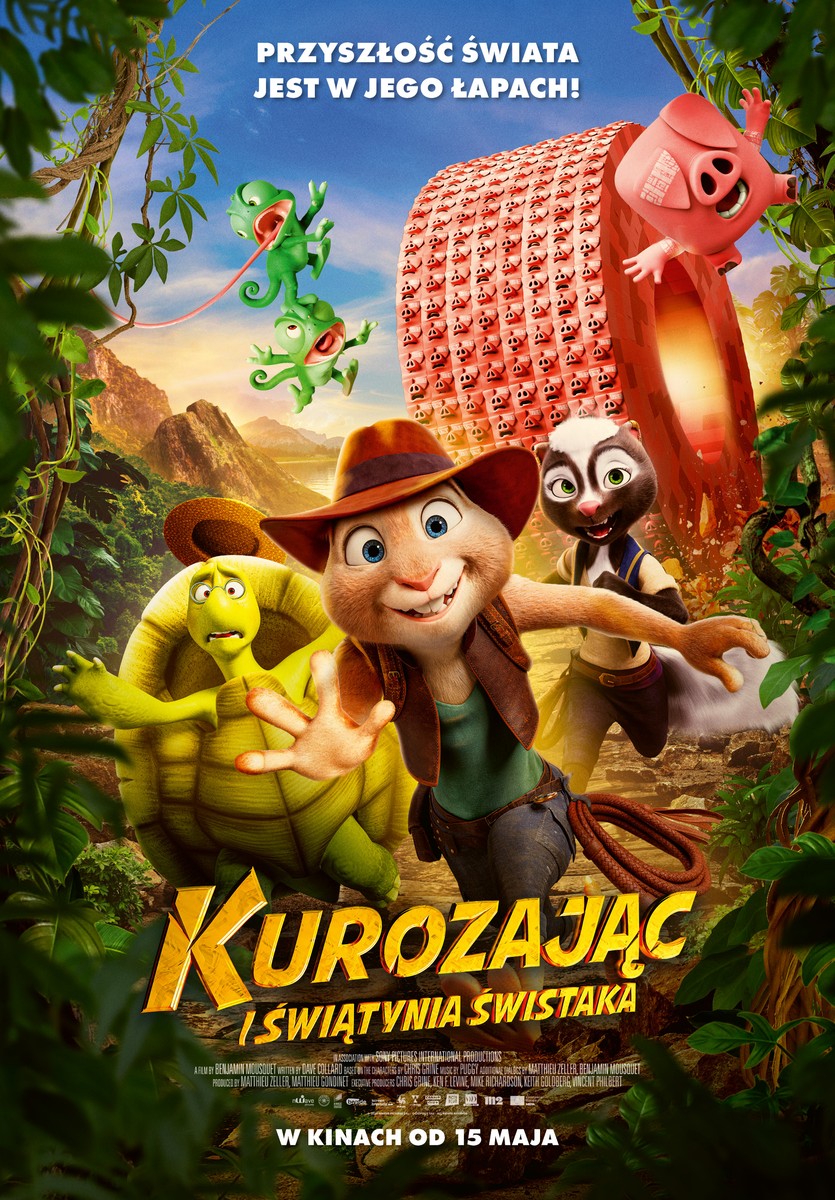 Grafika reklamowa w formie plakatu zapraszająca do kina na film KUROZAJĄC I ŚWIĄTYNIA ŚWISTAKA