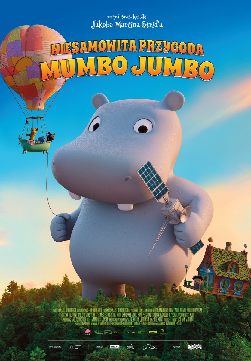 Grafika reklamowa w formie plakatu zapraszająca do kina na film NIESAMOWITA HISTORIA MUMBO JUMBO