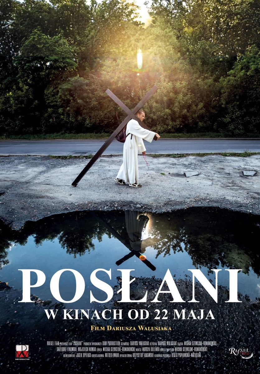 Grafika reklamowa w formie plakatu zapraszająca do kina na film POSŁANI