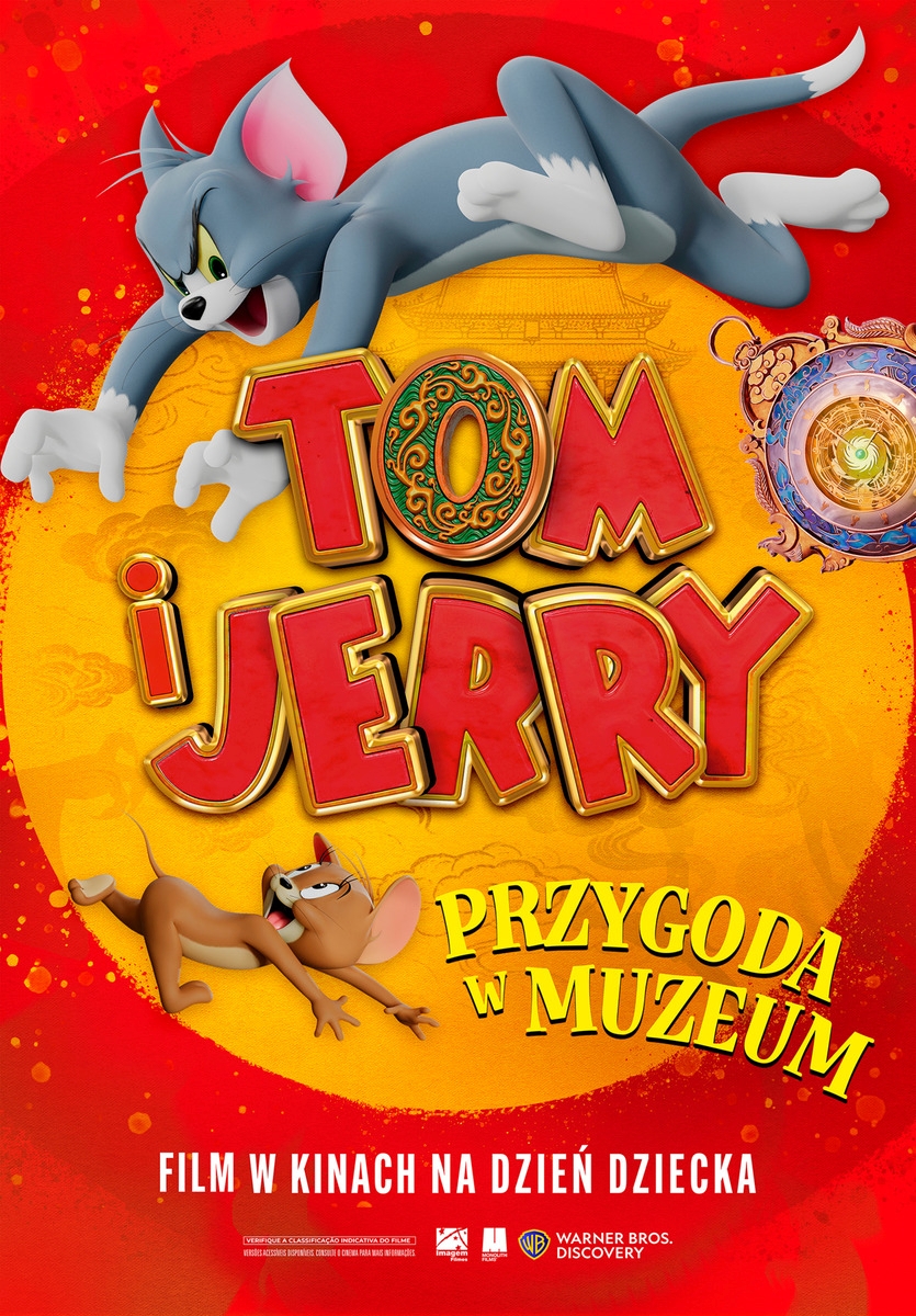 Grafika reklamowa w formie plakatu zapraszająca do kina na film TOM I JERRY: PRZYGODA W MUZEUM
