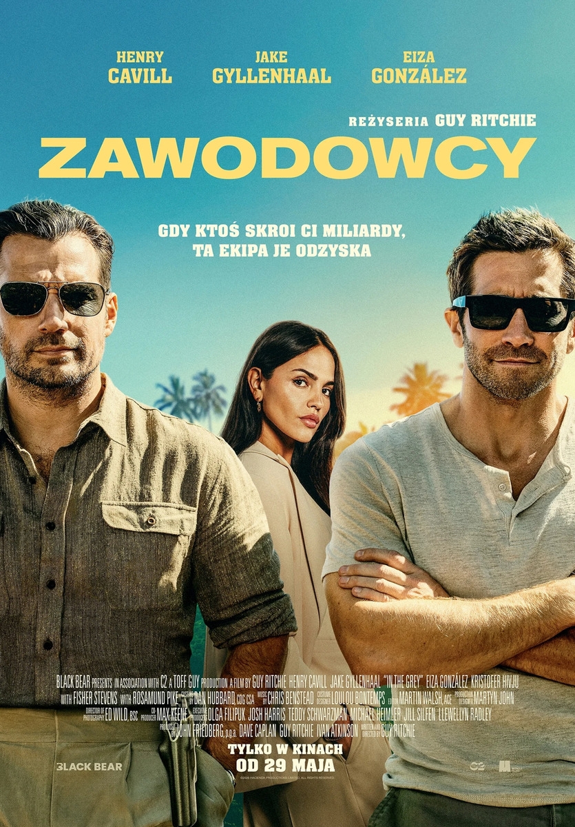 Grafika reklamowa w formie plakatu zapraszająca do kina na film ZAWODOWCY