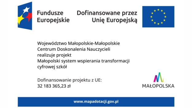 Grafika zawierająca zestawienie logotypów oraz podstawowe informacje realizowanego projektu (nazwa, beneficjent)