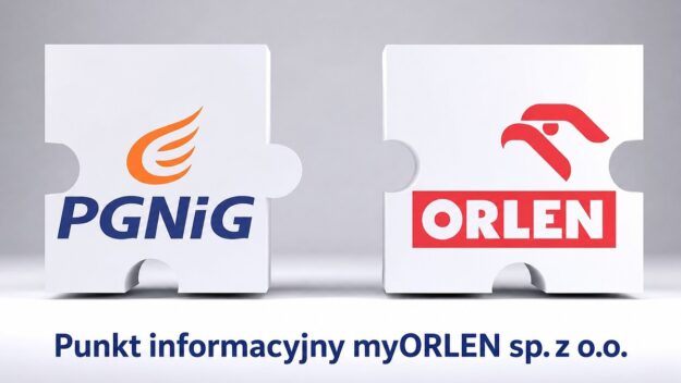 Punkt informacyjny myORLEN sp. z o.o. Grafika przedstawiająca dwa klocki puzzle l logotypami dwóch firm