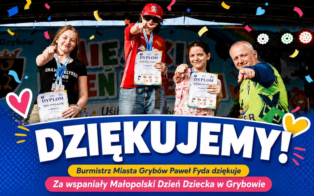 Grafika z podziękowaniem wszystkim zaangażowanym w organizacje Małopolskiego Dnia Dziecka