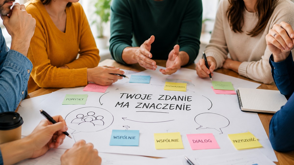 Konsultacje społeczne Osoby uczestniczą w spotkaniu konsultacyjnym, wspólnie analizując i omawiając propozycje