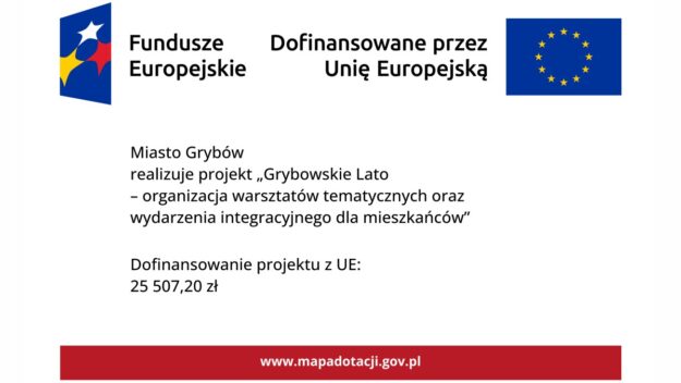 Grafika przedstawiająca źródło dofinansowania, nazwę realizowanego projektu oraz kwotę dofinansowania