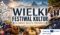 Grafika Festiwalu Kultur z parą w strojach ludowych, górami, ceramiką i regionalnymi potrawami