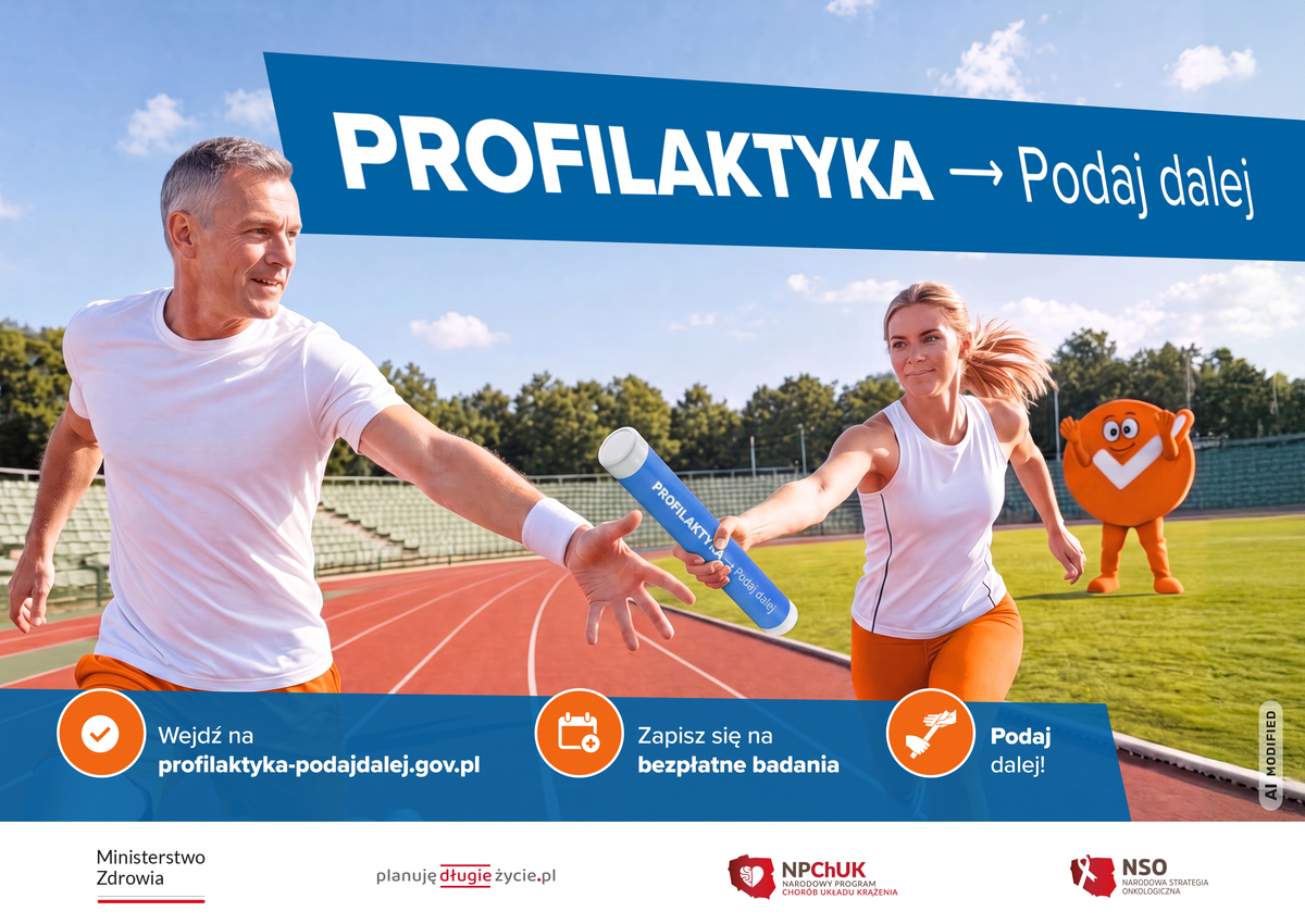 „Profilaktyka - podaj dalej” - ruszyła ogólnopolska kampania na rzecz zdrowia Polaków Kampania „Profilaktyka - Podaj dalej”: aktywni dorośli na stadionie i zachęta do bezpłatnych badań
